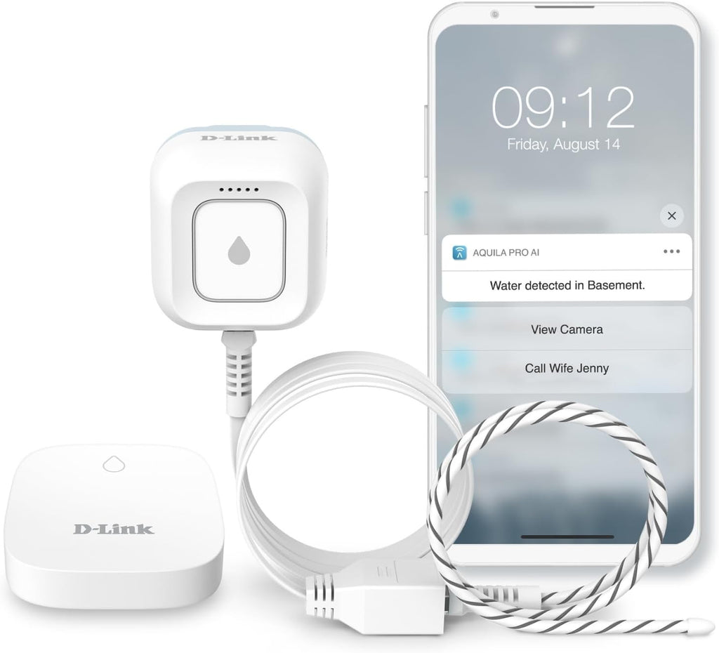 Next-Gen WiFi Water Leak Detector Starter Kit with 2 sensors—Loud 100 dB Sound Alarm—App Alert—LED Strobe Light—No