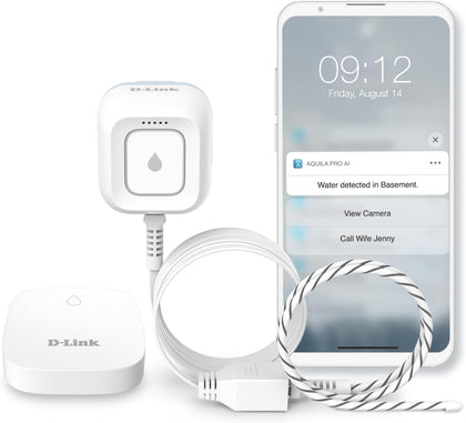 Next-Gen WiFi Water Leak Detector Starter Kit with 2 sensors—Loud 100 dB Sound Alarm—App Alert—LED Strobe Light—No
