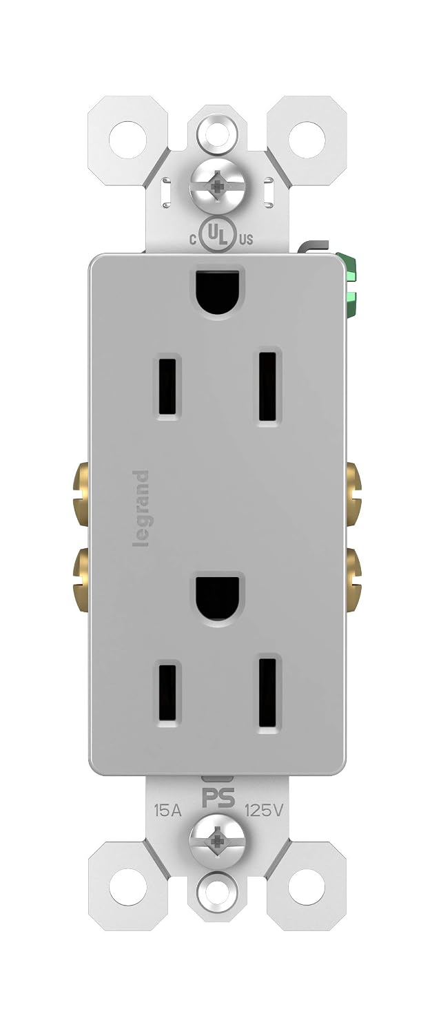 Legrand radiant 15 Amp Decorator Duplex Outlet Gray 1 Pack