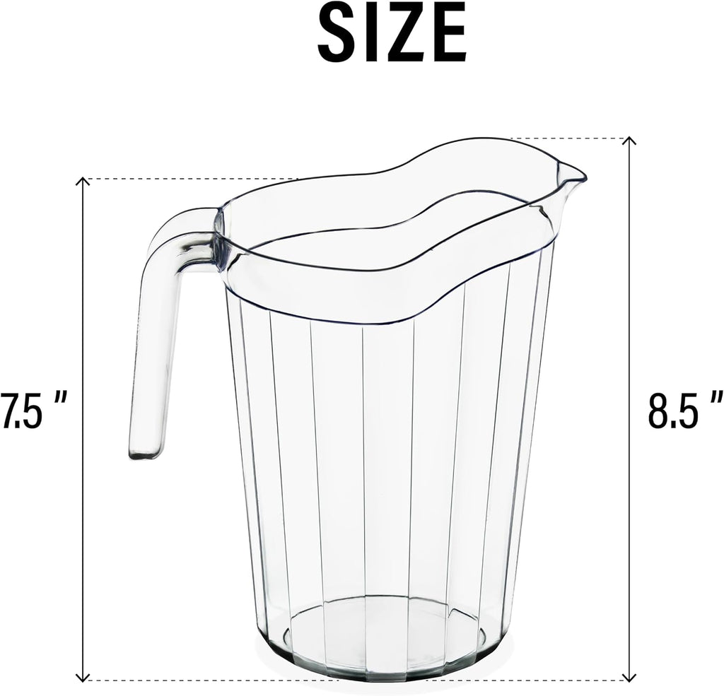 2 Pack - 75 oz Polycarbonate Plastic Pitcher Beverage Dispenser with Pour Spout Shatterproof Catering and Restaurant