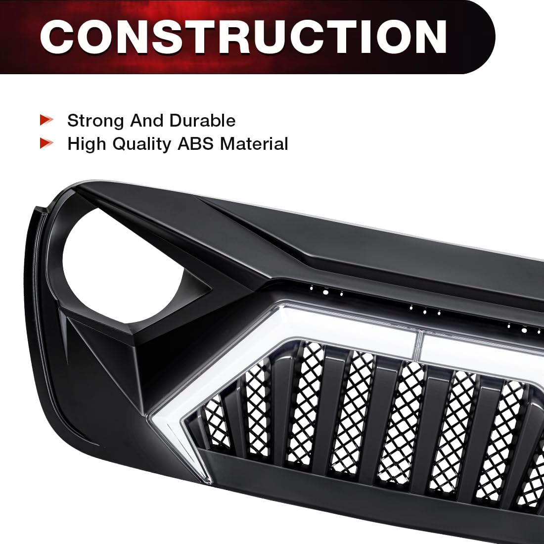 Front Goliath Grill w/DRL & Turn Signal For 2018+ Wrangler JL Gladiator JT