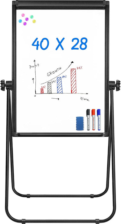 Stand Whiteboard 40 x 28 in, Magnetic Dry Erase Easel | Portable Easel Board With Stand, Flipchart Hooks, Magnetic