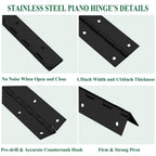 4Pack 16” Heavy Duty Piano Hinge Stainless Black Continuous & Piano Hinges