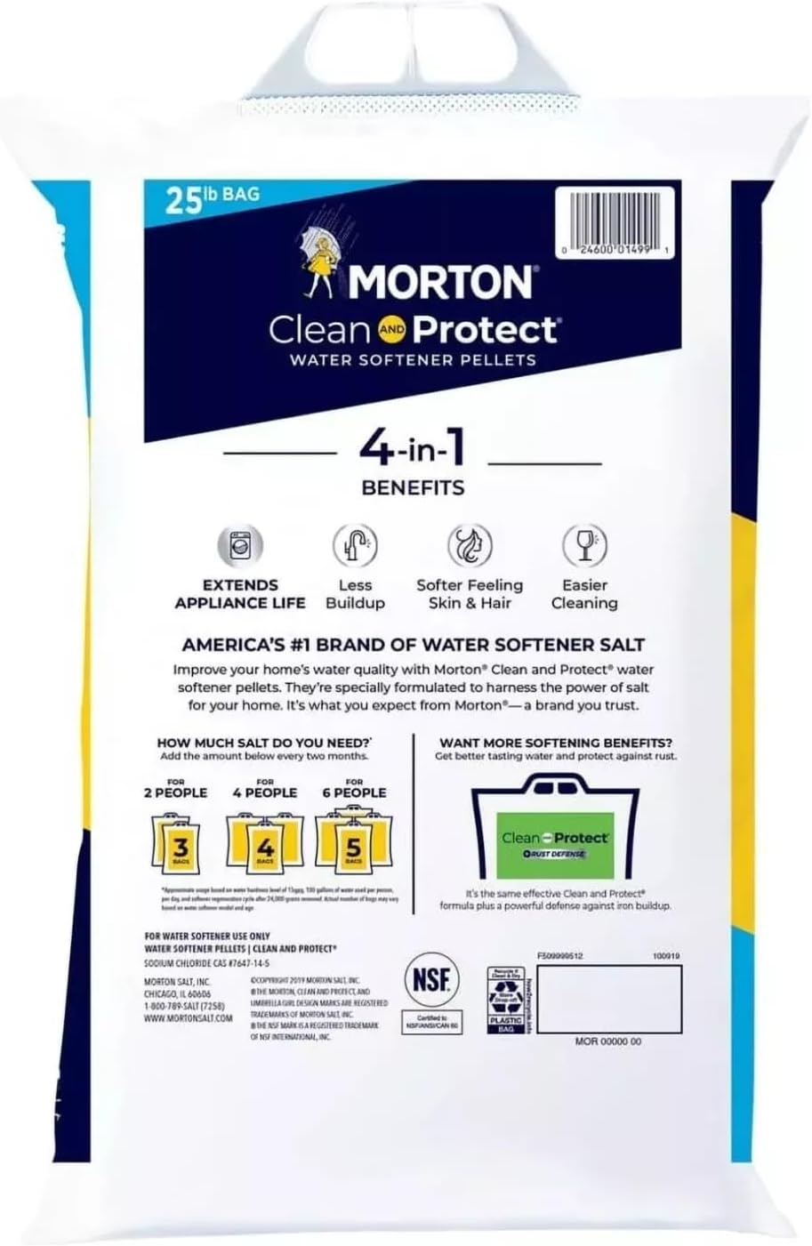 (3Pack) - 25lb Bags Morton Clean and Protect Water Softener Salt, Easy-Carry, Senior-Friendly, Lightweight