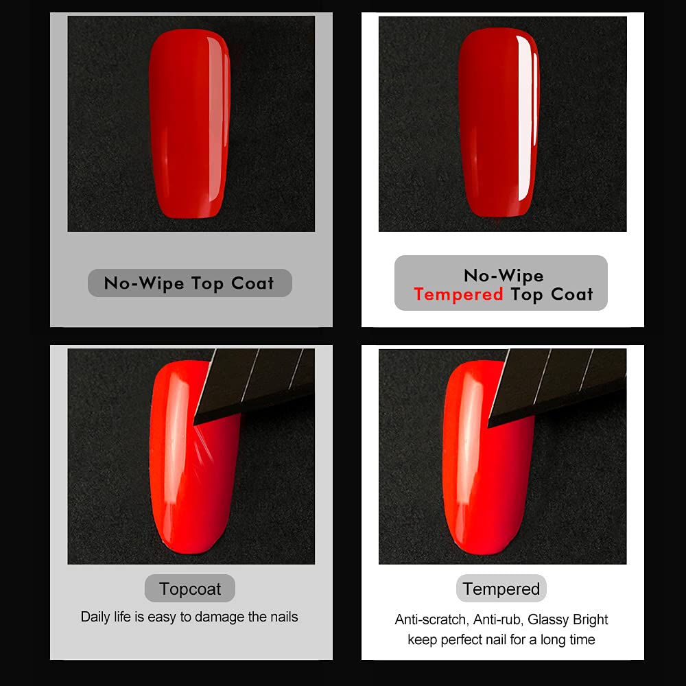 VENALISA 2 Pcs No Wipe Tempered Gel Top Coat and Base Coat Set Gel Nail Polish, Nail Gel Polish Nail Art Starter