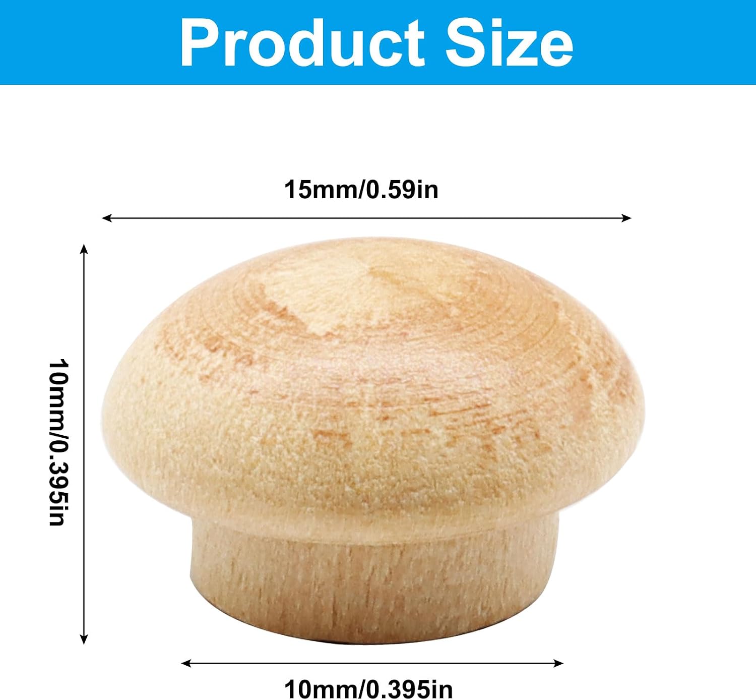Wood Plugs, Maple Button Top Screw Covers, 100 Pack, 3/8 Inch | Round-Head Hardwood Plugs
