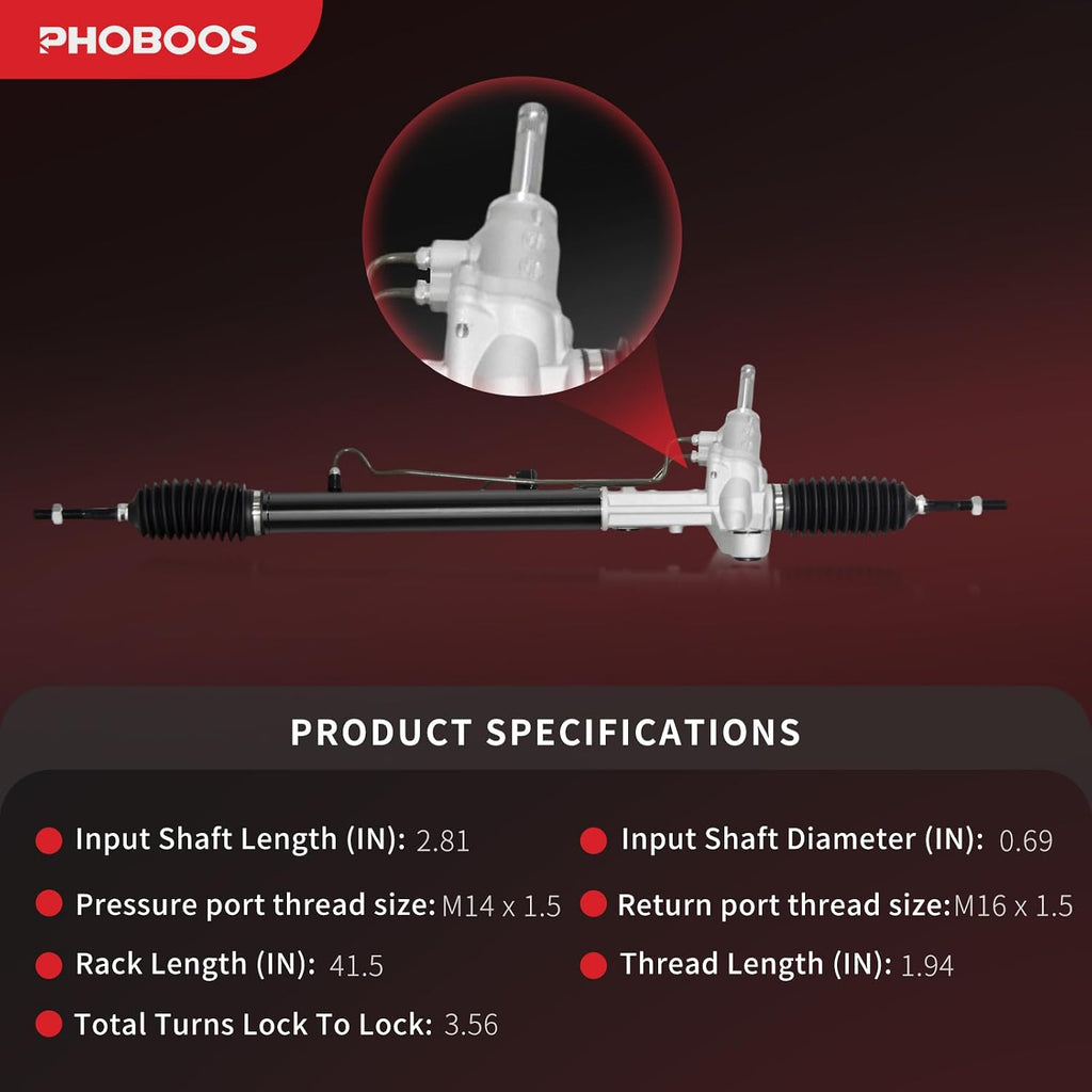 PHOBOOS Hydraulic Power Steering Rack and Pinion Fit for Honda & Acura