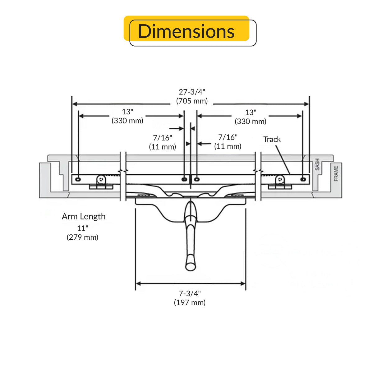 Pivot Shoe Operator for Single Vent Awning Windows, White Finish