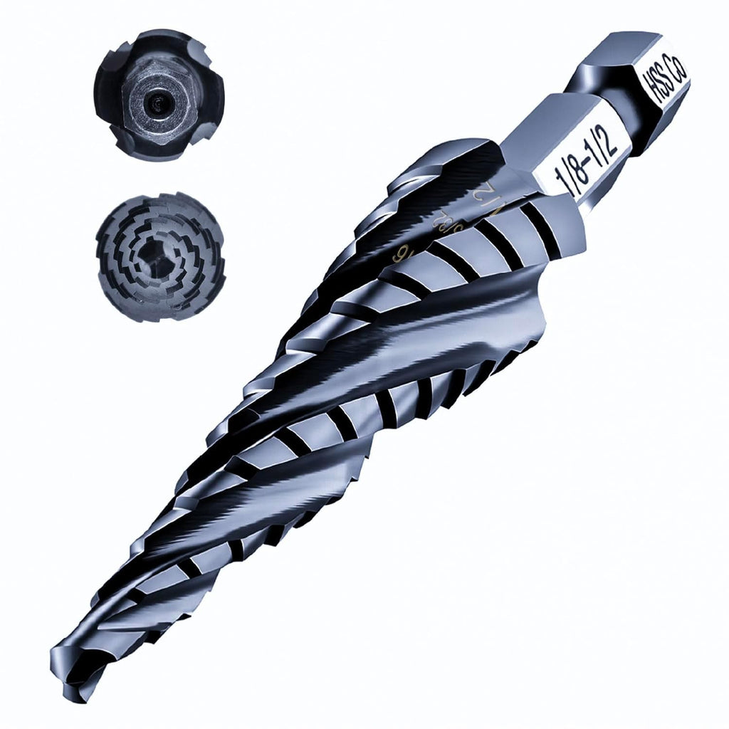 toolant M35 Cobalt Step Drill Bit, 1/8"-1/2", TiAlN, 1/4" Hex Shank