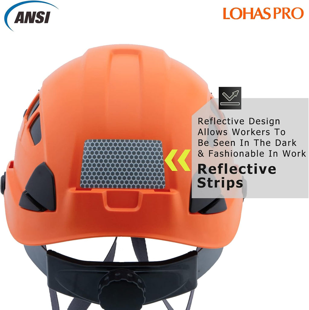 Hard Hats Construction Safety Helmet ANSI Z89.1 Approved OSHA Hardhat, LOHASPRO Vented Men Worker Orange Hard Hat