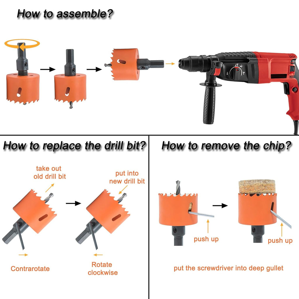 1-7/8 inch Hole Saw for Wood, Metal, Plastic & Drywall, with Arbor