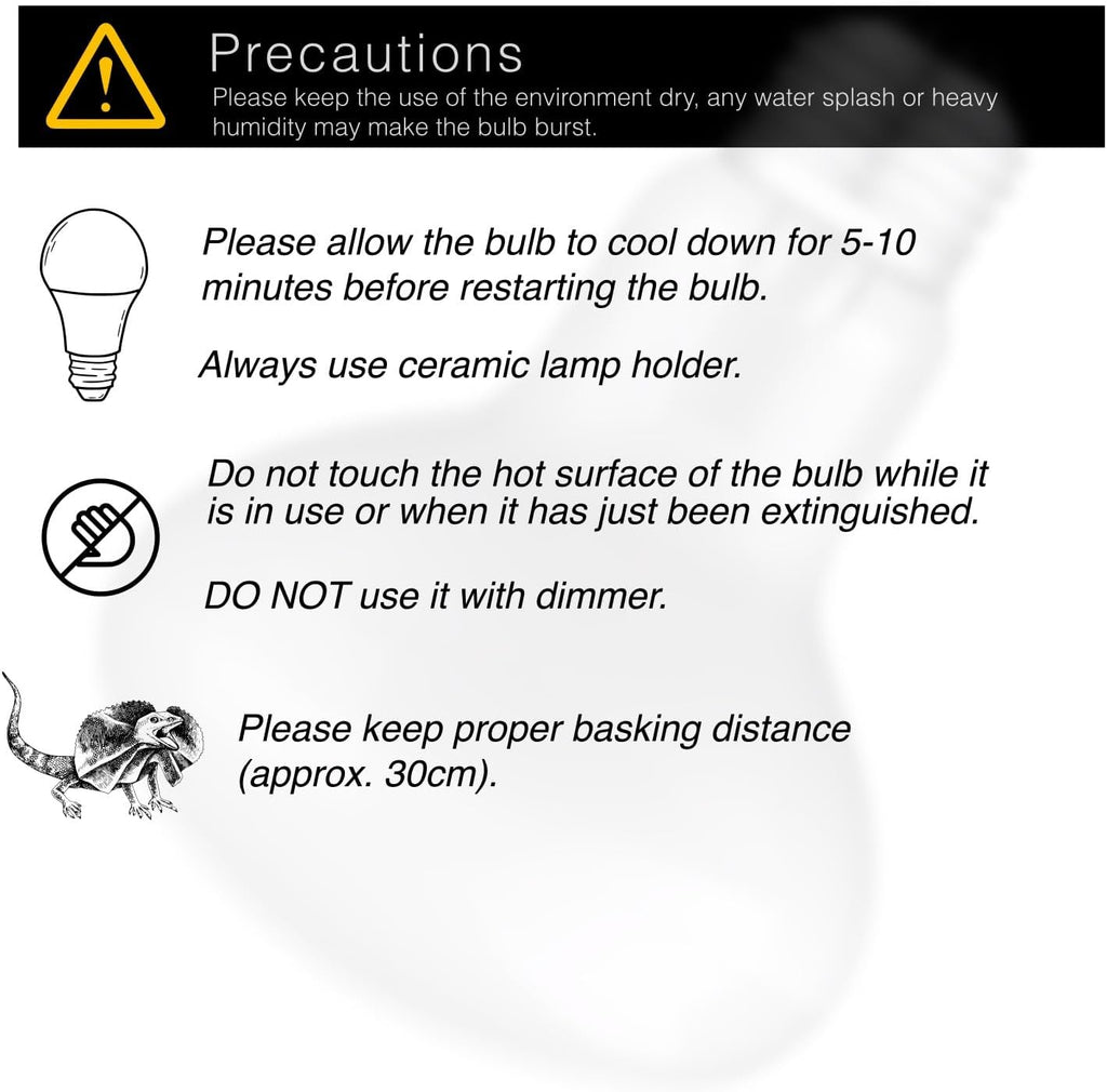 Reptile Heat Bulb Lamp, 2-Pack 100W Daylight Basking Spot, Bearded Dragon/Turtle/Lzard/Gecko Light Bulb, UVA Heat