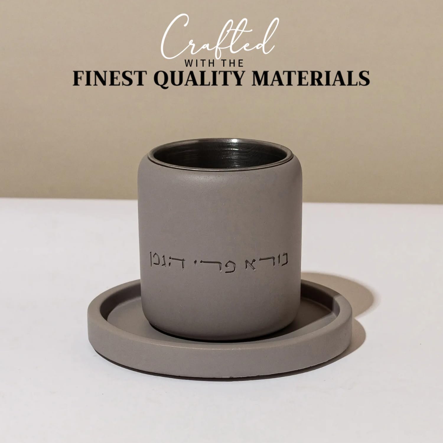 Kiddush Cup – Natural Concrete Jewish Kiddush Cups for Shabbat, Holidays & Wedding | Comes in Gray & White | Elegant