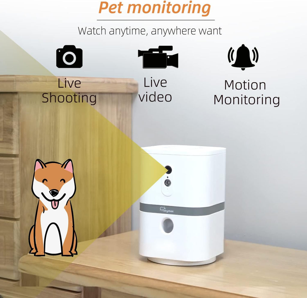 Petalk AI II Dog Camera Automatic Treat Dispenser, 5G WiFi Pet Camera with 180° Pan Full-Room View,Night Vision,Two