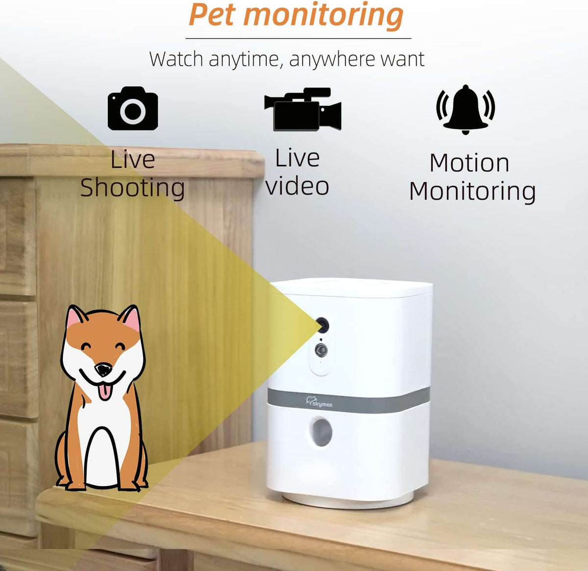 Petalk AI II Dog Camera Automatic Treat Dispenser, 5G WiFi Pet Camera with 180° Pan Full-Room View,Night Vision,Two
