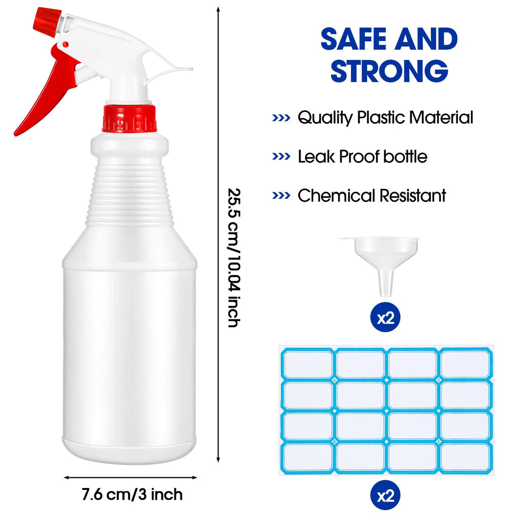 18 Pack Spray Bottles in Bulk,16 oz Plastic Empty Clear