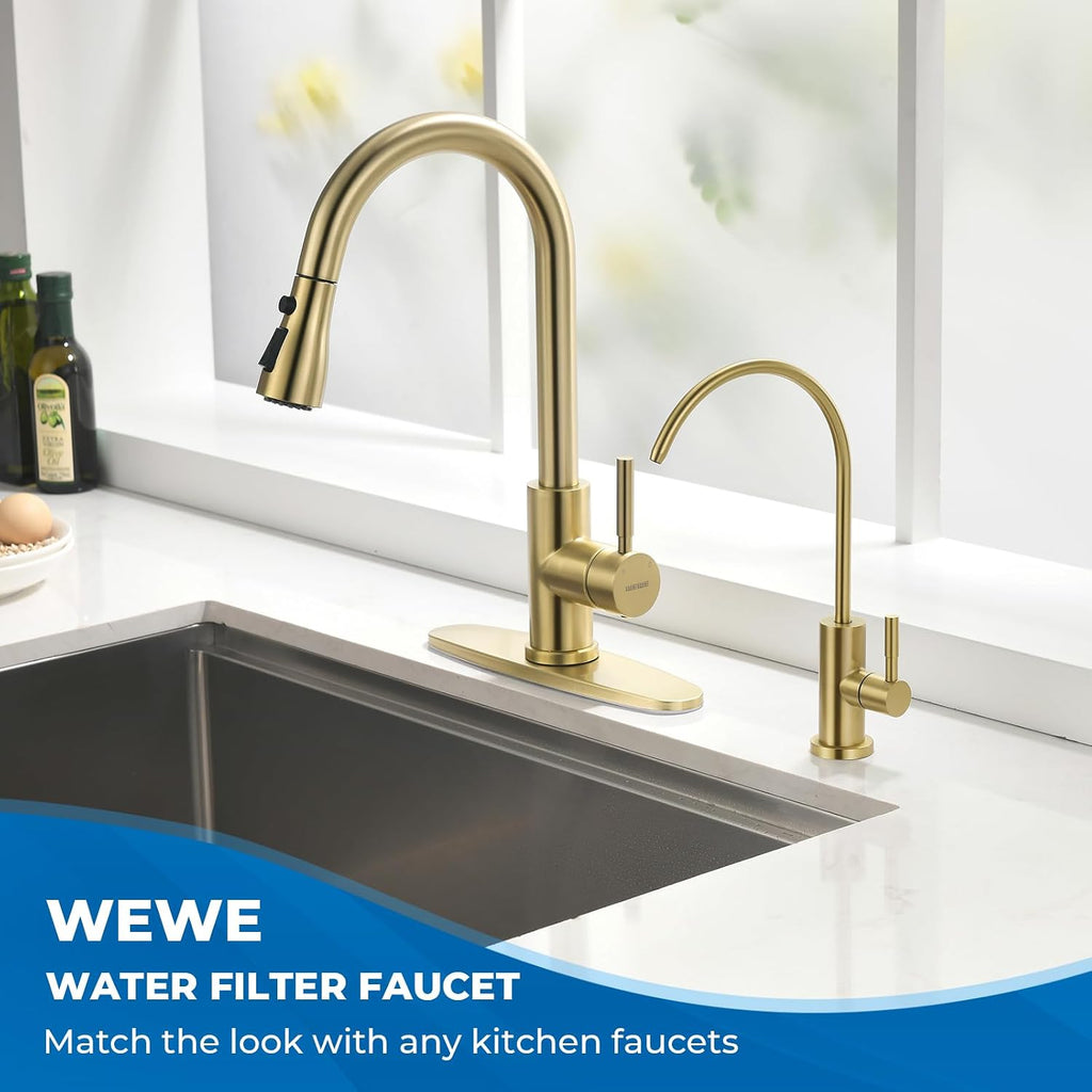 Drinking Water Faucet for RO System, Non-Air Gap, Brushed Gold