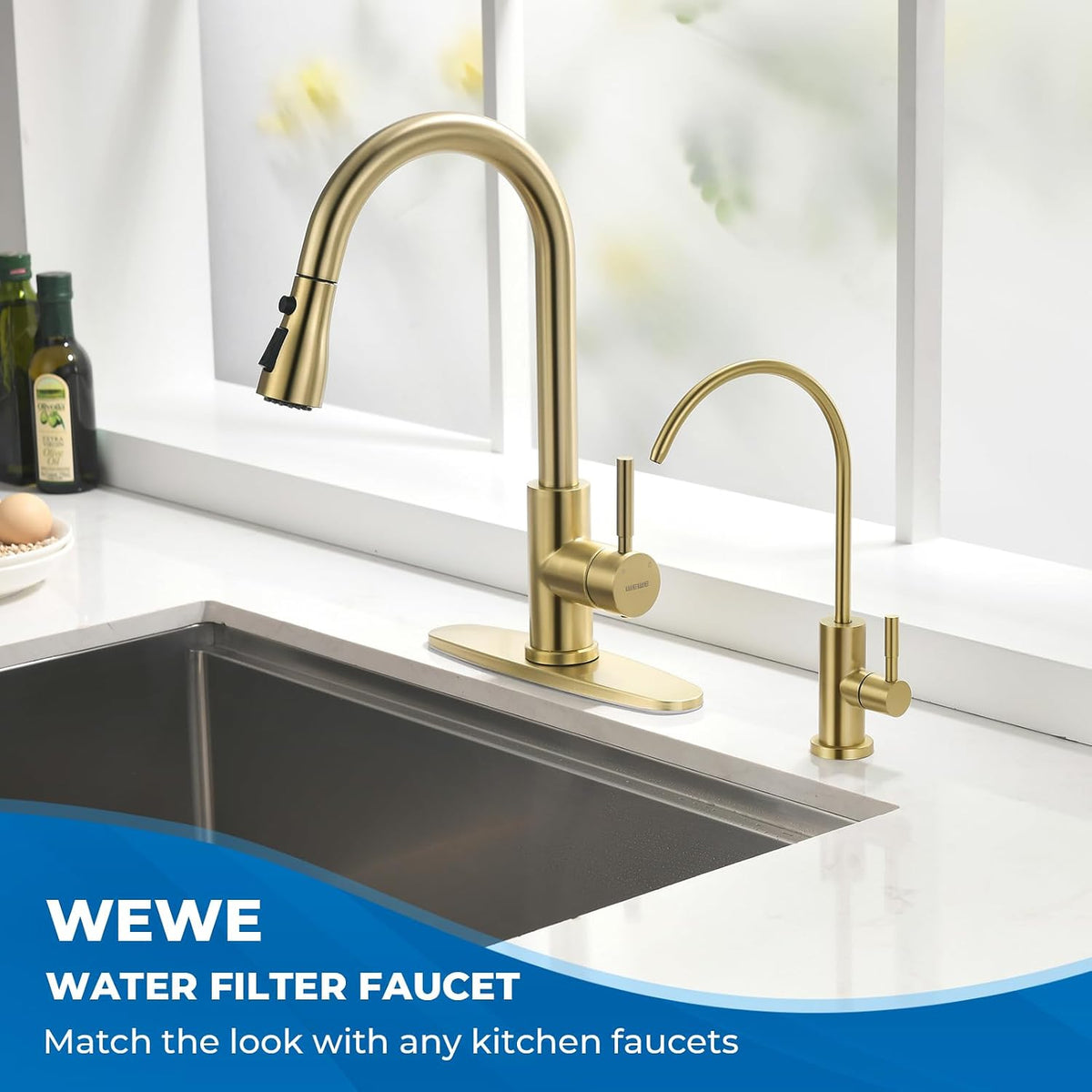 Drinking Water Faucet for RO System, Non-Air Gap, Brushed Gold
