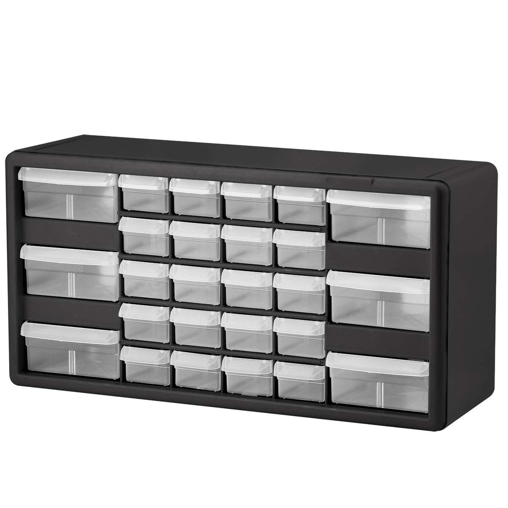 26-Drawer Plastic Storage Cabinet, 20"W x 6"D x 10"H, Black