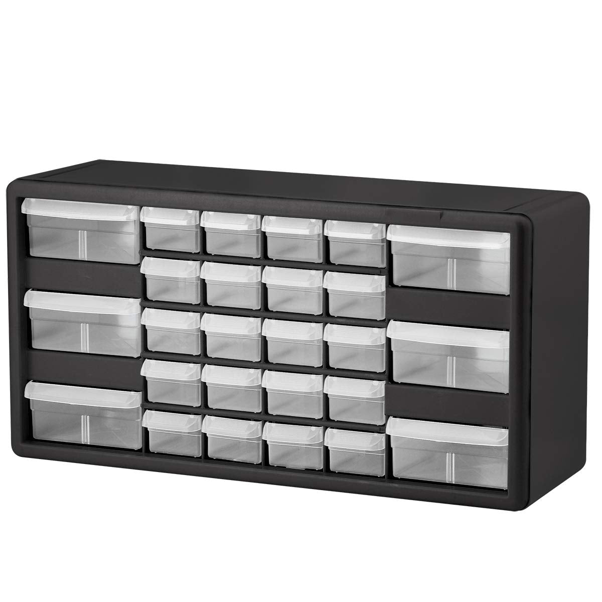 26-Drawer Plastic Storage Cabinet, 20"W x 6"D x 10"H, Black