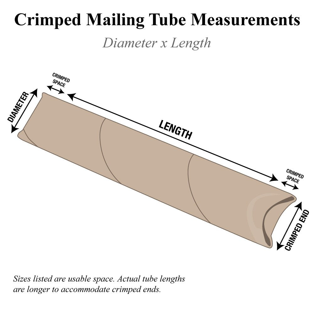 PS2515K Crimped End Mailing Tubes, 2-1/2" x 15", Kraft (Pack of 30)