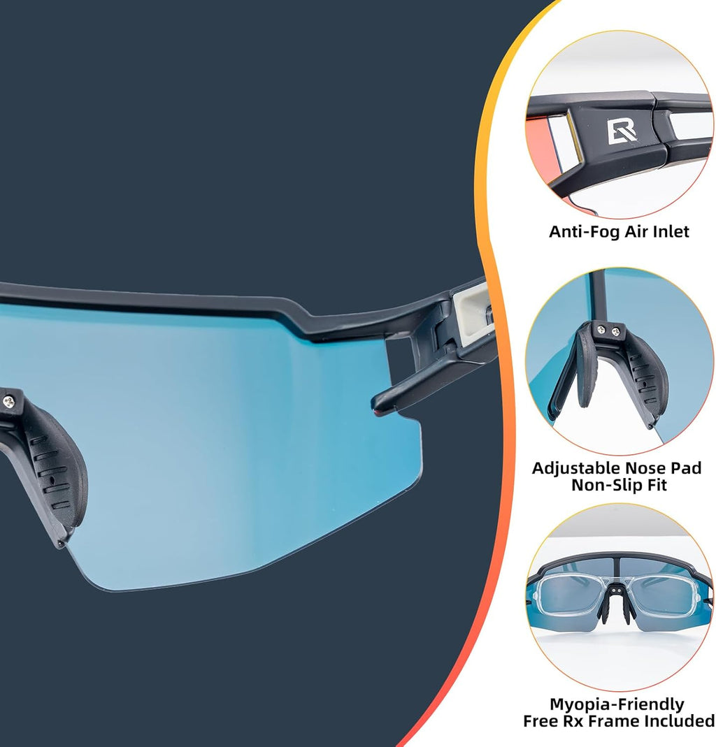 Polarized Sunglasses UV400 Sport Lightweight | Cycling Glasses, UV400 Protection, Anti-Glare Polarized Lens, 22g