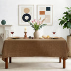 Natural Linen Rectangle Tablecloth, Slubby Textured Fall Lightweight Table Cloth 60 x 84 Inch, Water Resistant Stain