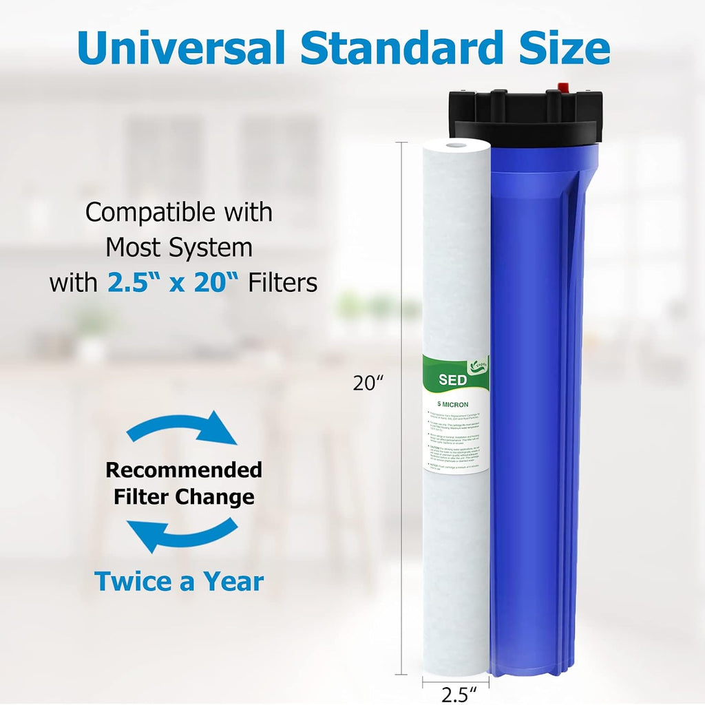 5 Micron Water Filter 20" x 2.5" Replacement Cartridge, 6-Pack