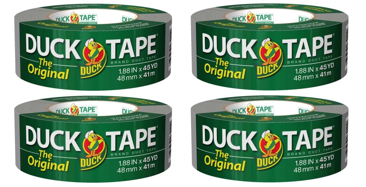 The Original Tape Brand Duct Tape, 4 Rolls, 1.88 Inch x 45 Yards Each, Silver, 394468
