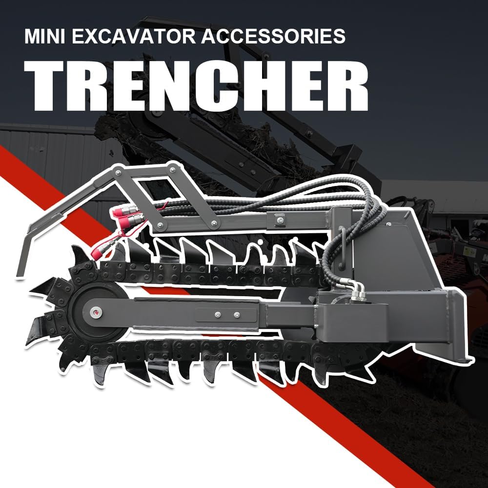 Trencher for Skid Steer Loaders Attachment Heavy Duty, Ideal for Pipeline Laying, Cable Installation & Landscaping