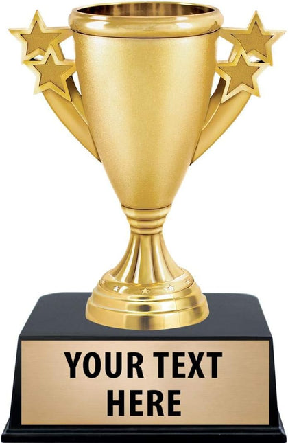 Gold Cup Trophy, 5 1/4" Gold Starburst Recognition Trophy with Custom Engraving Prime
