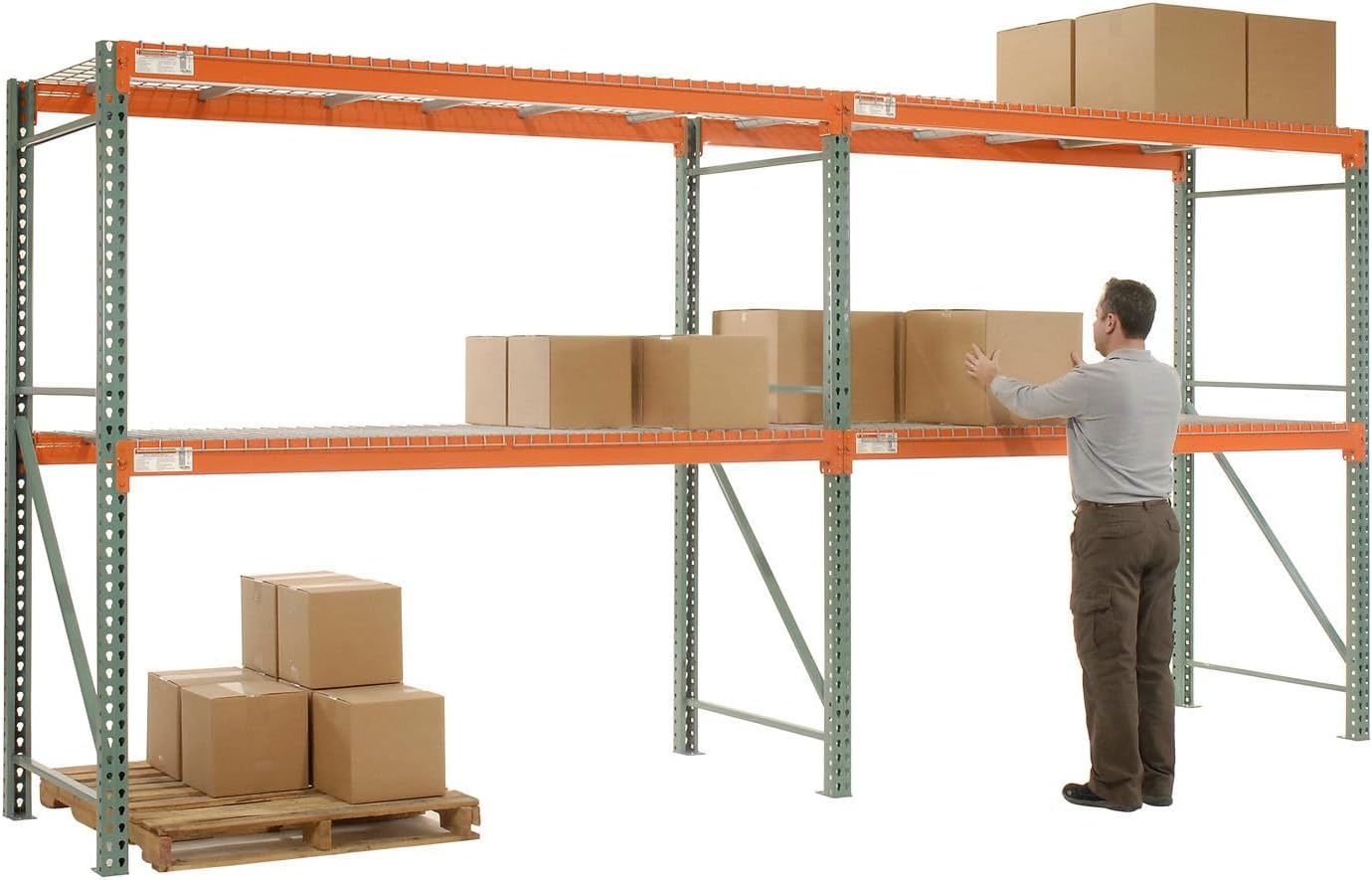 Teardrop Pallet Rack Add-On Unit, 120" W x 48" D x 120" H | 5630 lbs Shelf Capacity, Steel Construction, Orange &