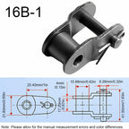 BE-TOOL 4 Pack Roller Chain Offset Half Link Crank Link 12A 12B 16A 16B 20A 24A Carbon Steel (16B-1)