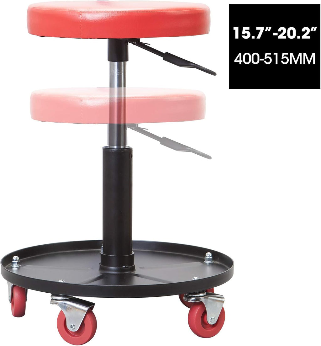 ATRHL6201R Torin Heavy Duty Rolling Pneumatic Creeper Garage/Shop Seat: Padded Adjustable Mechanic Stool with Tool