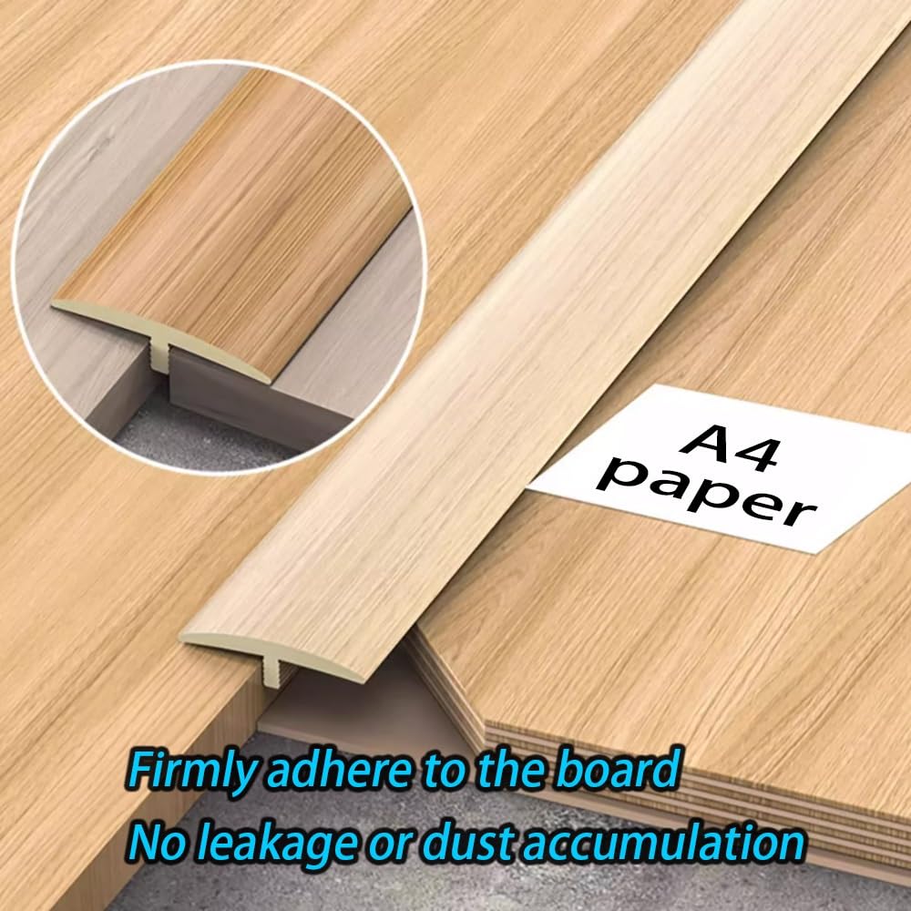 T Molding Floor Transition Strip for Tile to Laminate/Vinyl and Carpet, PVC Flat Divider Strip for Joining Flooring