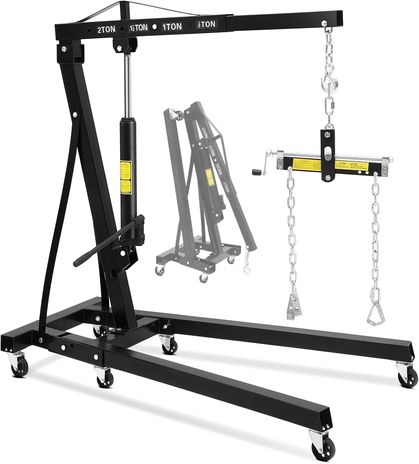 2-Ton Folding Engine Hoist with Leveler, 4400 Lbs Capacity