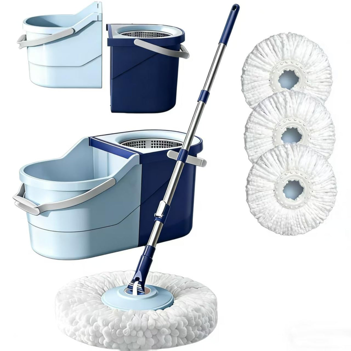 Spin Mop and Bucket Set with 4 Mop Heads
