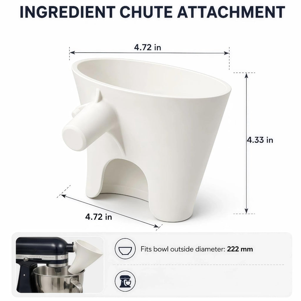 Pouring Chute Attachment compatible with KitchenAid Artisan Stand Mixer