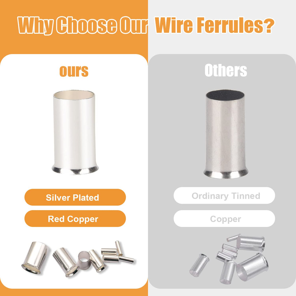 mankk 166PCS Wire Ferrules Kit,Silver Plated Copper Crimp Terminal