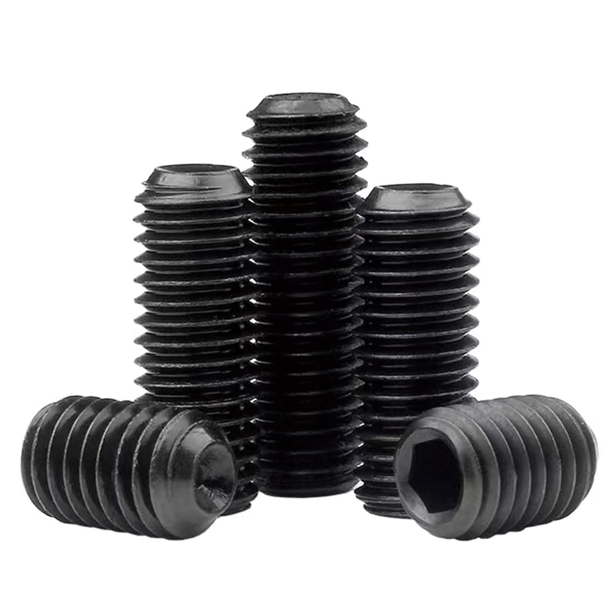 1/2"-13x1/2 Socket Set Screws, Cup Point, Coarse, Alloy, Black Oxide, 25-Pack