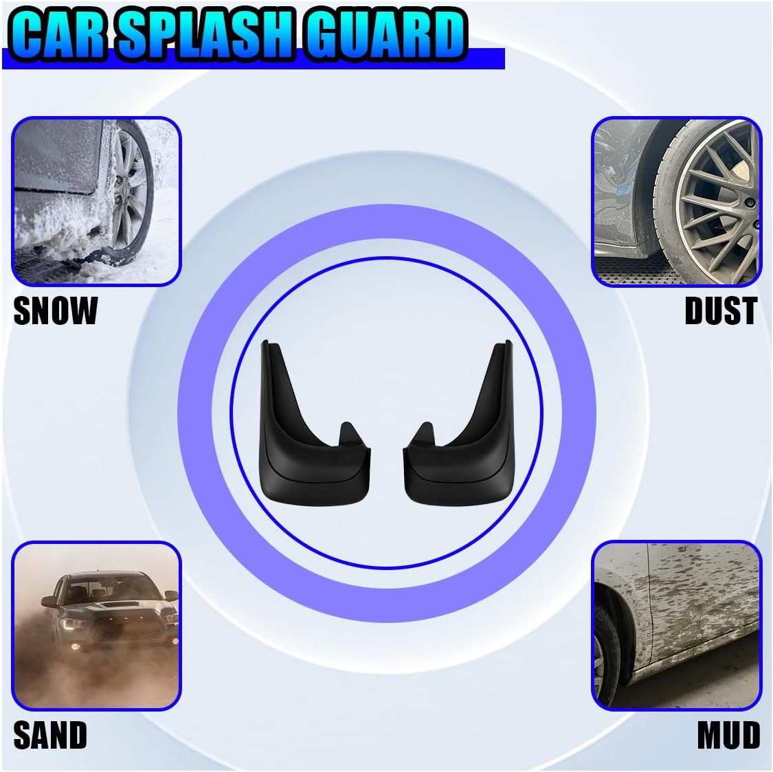 4PCS Car Mud Flaps, 12"×8.5" Universal Bendable Auto Splash Guards Set with Screws, Flexible Vehicle Front & Rear