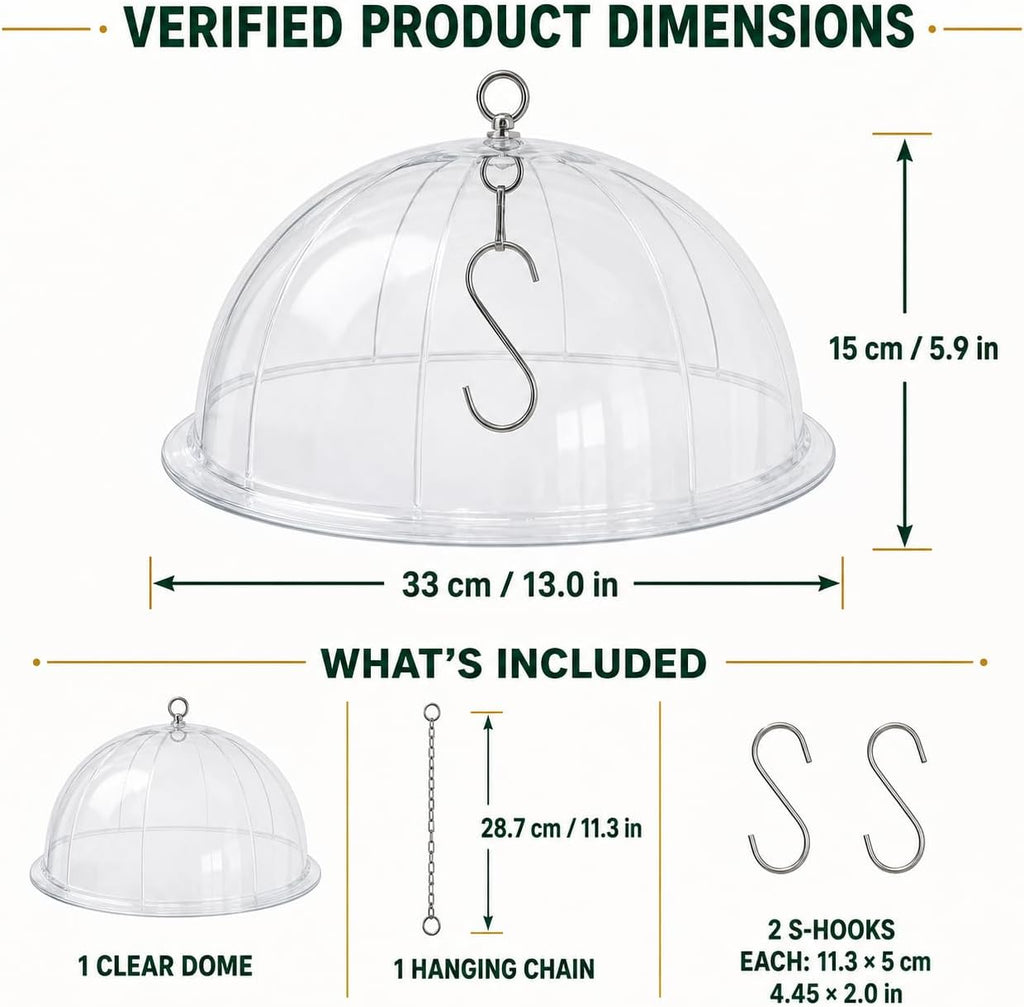 13 Inches Solid Clear PC Wobbly Squirrel Proof Baffle Deflector for Bird Feeder, Fit up 1.5 Inches + Pole/Post