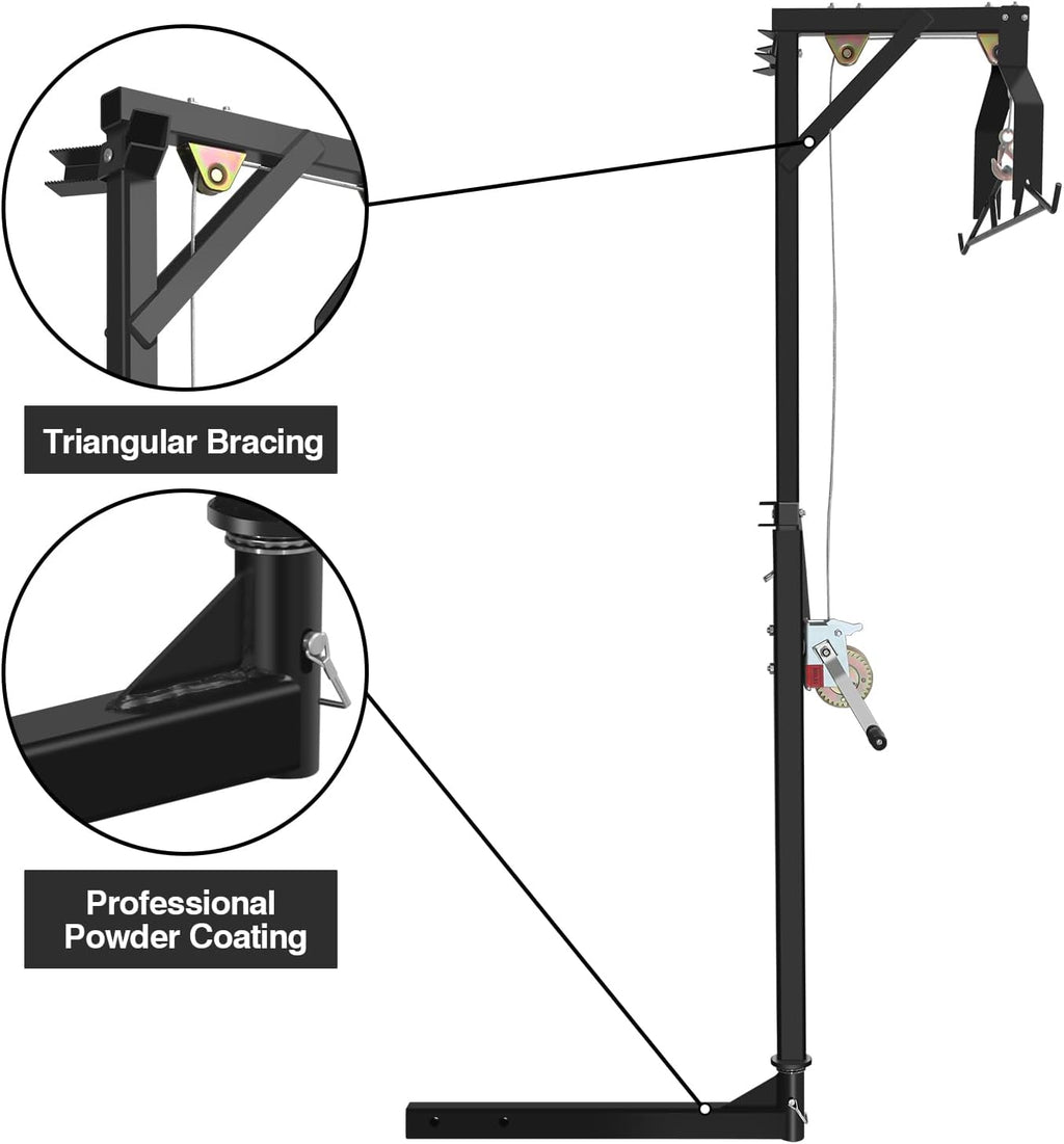 Truck 2" Hitch Game Hunting Hoist, 600LB Big Game Hunting Deer Hoist, Include Gambrels Winch for Skinning Or Cleaning