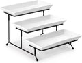 3 Tier Serving Trays, White Porcelain Serving Platters, 12 Inch