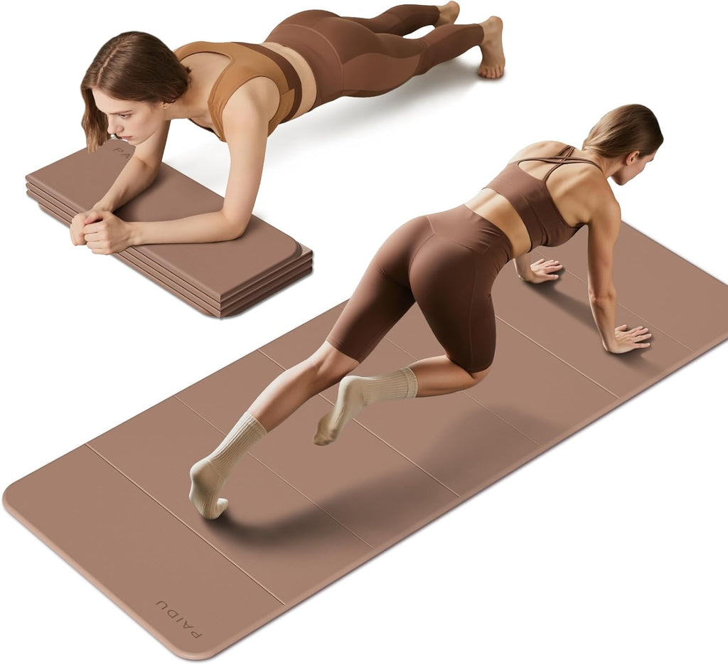 Foldable Fitness Yoga Mat | 2/5" (10MM) Extra Thick | SGS Certified Non-Slip TPE | 75x26" Extra Long-Wide | Portable