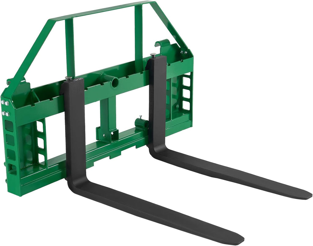 Skid Steer Pallet Forks, 50" Pallet Fork Frame with 48" Fork Blades, 2-inch Hitch Receiver & Spear Sleeves, Rated