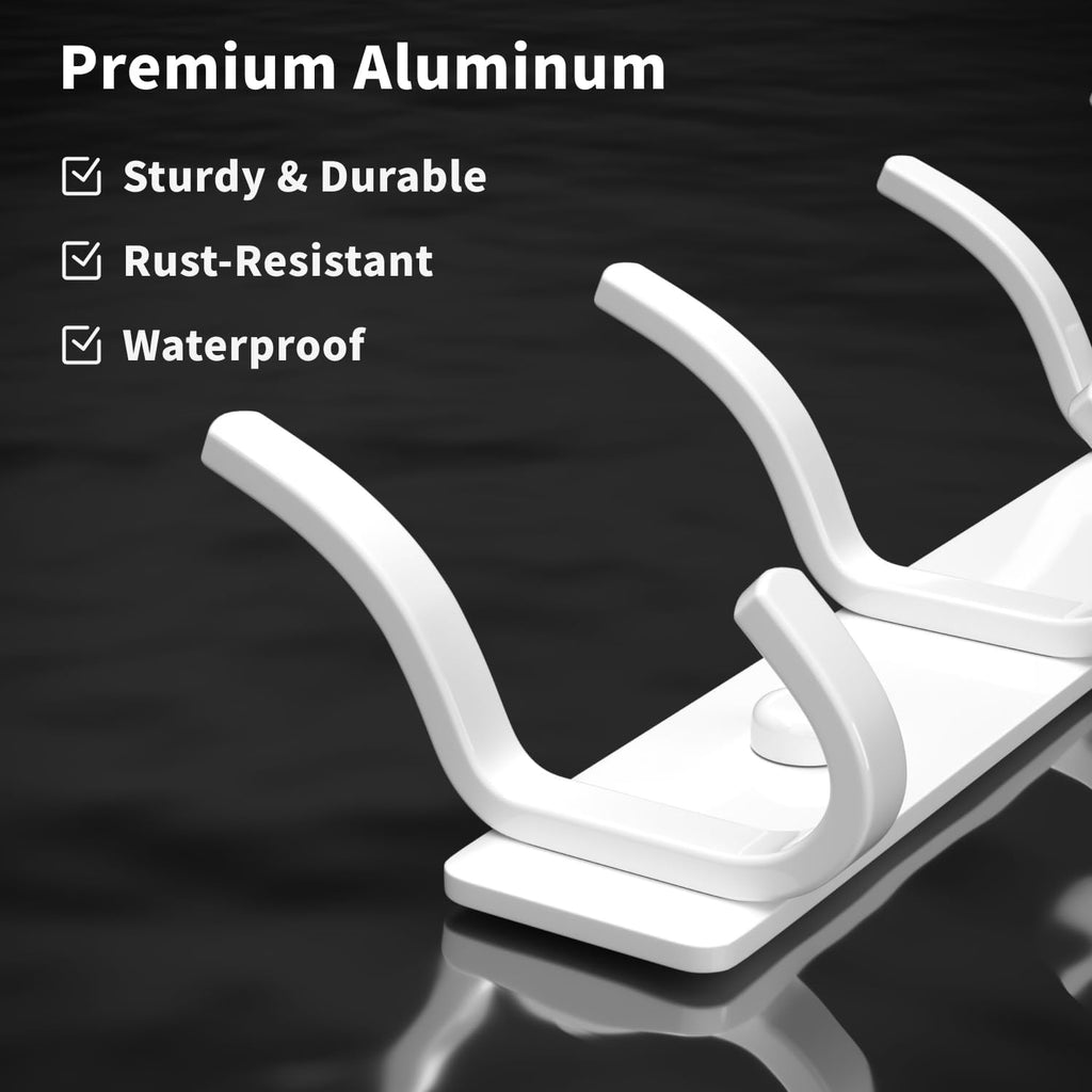 White Coat Rack Wall Mount - 15 Inch Arc Shaped Design with 6 Hooks for Hanging Coats, Bags, and Towels in Entryway