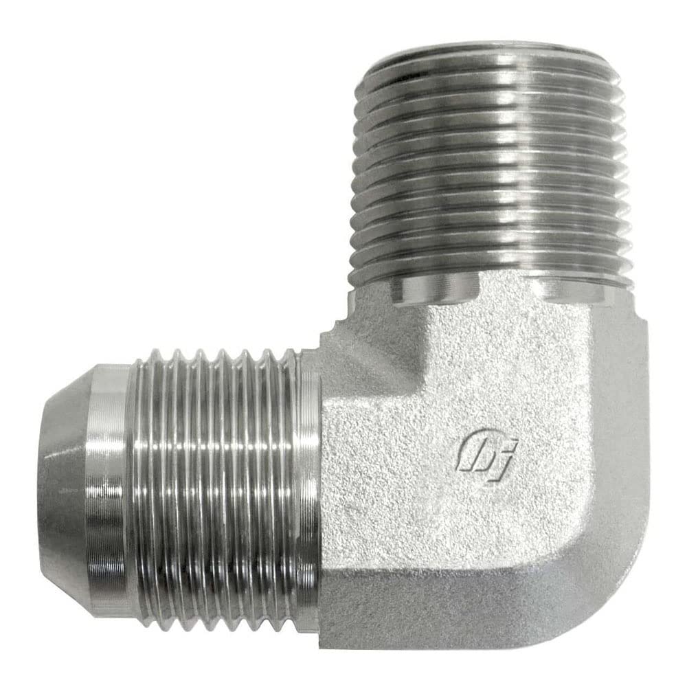 Brennan 2501-06-04-FG Forged Steel JIC Flared Tube Fitting, 90 Degree Elbow Forgeded, 3/8" Tube OD JIC Male x 1/4-18 NPTF Male