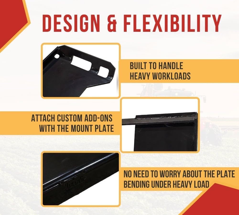 3/8" Cut-Out Skid Steer Attachment Mount Plate Compatible with Kubota, Bobcat, and Deere - 7,000 lbs WLL Weld-On