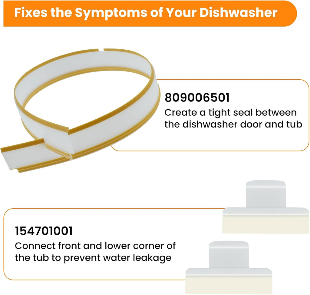 154701001 809006501 Dishwasher Bottom Door Seal Combo Kit